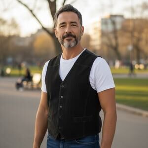 Salmon River Traders Black Suede Leather Vest Size 2X Western Style